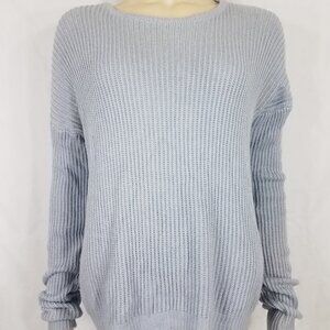 Brandy Melville light blue ribbed boat neck pullover sweater ladies One Size